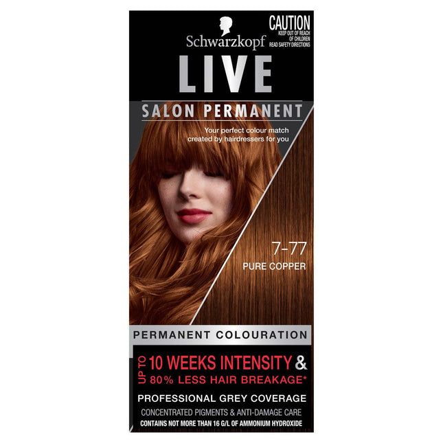 Schwarzkopf Live Salon Permanent 7-77 Pure Copper Hair Colour - OhYouLuckyDuck.com.au