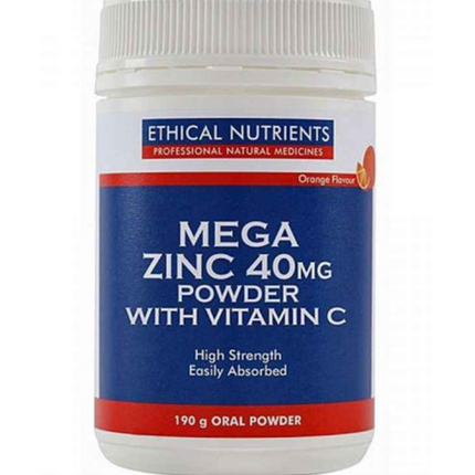 Ethical Nutrients Mega Zinc Powder Raspberry 190G - OhYouLuckyDuck.com.au