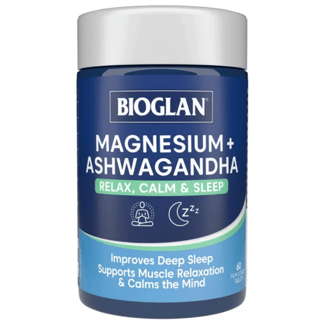Bioglan Magnesium + Ashwagandha 60 Tablets - OhYouLuckyDuck.com.au