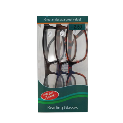 Reading Glasses 2.5 Strength 3 Pack