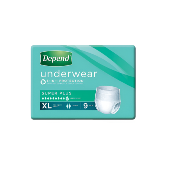 Depend Underwear Super Plus Unisex XL 9 Pack