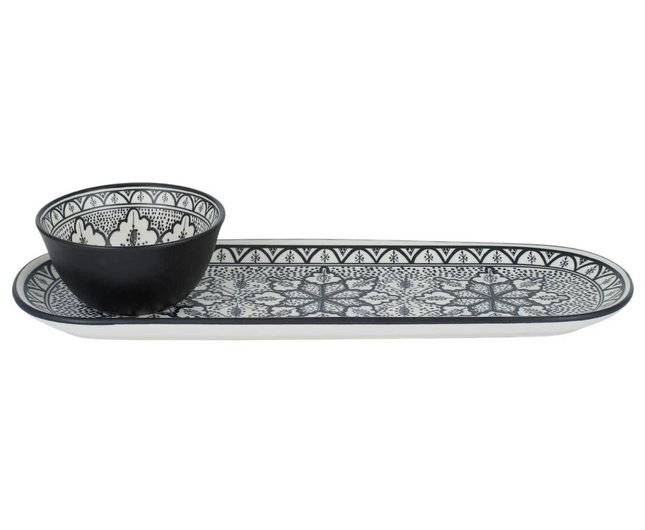 Aleah 2 Piece Serve Set 36x11x5cm Black/White Ceramic