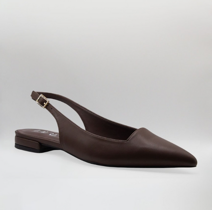 Julie 1cm Closed Flats Brown