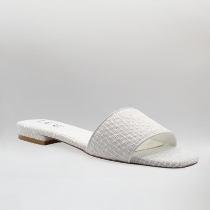 Ella Open Toe Flats White