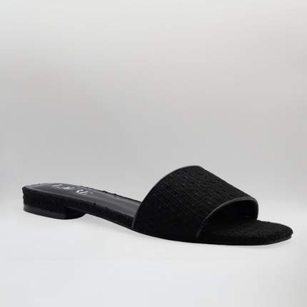 Ella Open Toe Flats Black