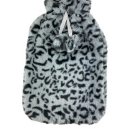 Surgical Basics Plush Hot Water Bottle Cover in Grey Animal Print
