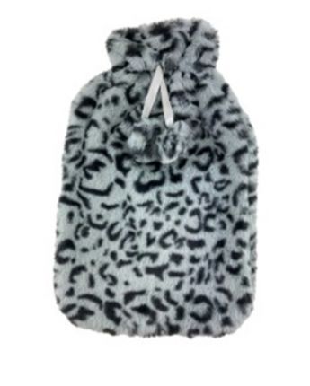 Surgical Basics Plush Hot Water Bottle Cover in Grey Animal Print