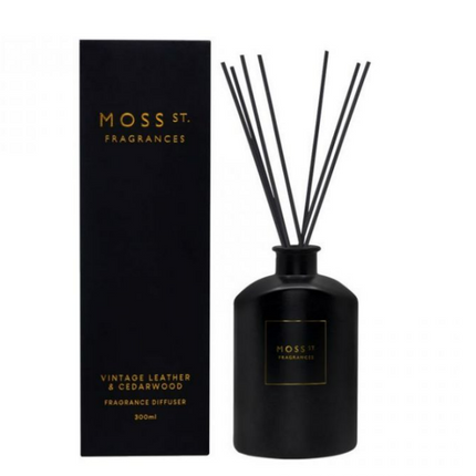 Moss St. Fragrances Large Reed Diffuser Vintage Leather and Cedarwood 300ML