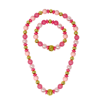 Pink Poppy Fairy Delight Beaded Necklace and Bracelet Set for Kids