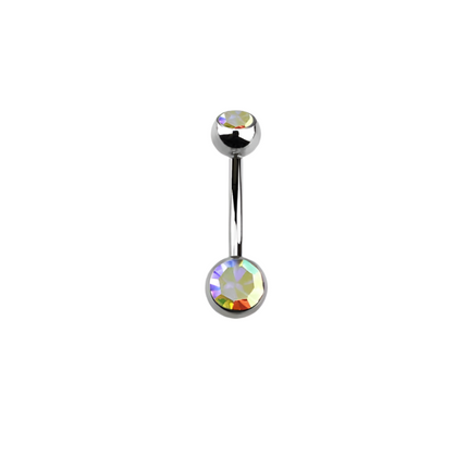 Rossan BJ1007.10 Belly Banana Barbell Stainless Steel Double Jewelled