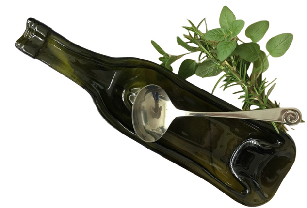 Upcycled Bottle Art Deep Red Wine Bottle Dish