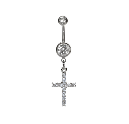 Studex Pgymy Navel SS Cross Drop Crystal 8117