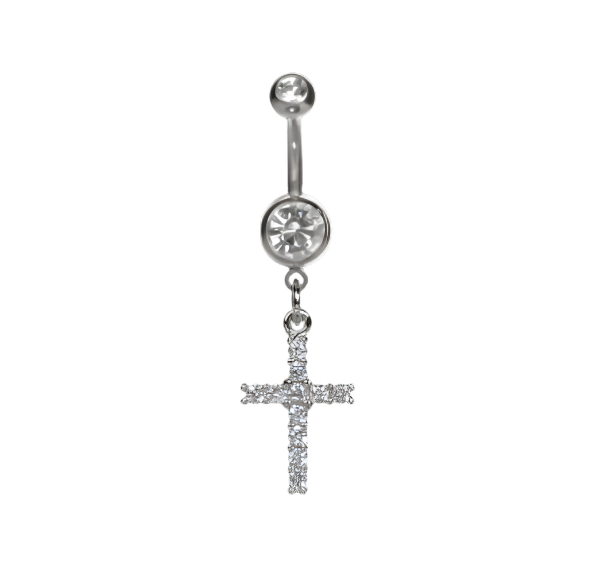 Studex Pgymy Navel SS Cross Drop Crystal 8117