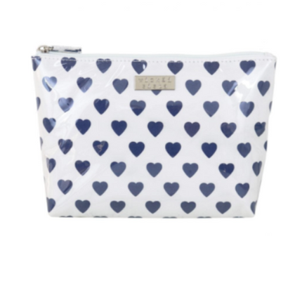 Wicked Sista Navy & White Hearts Medium Holdall Cosmetic Bag