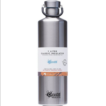 Cheeki Insulated Classic Stainless Steel Bottle Silver 1 Litre
