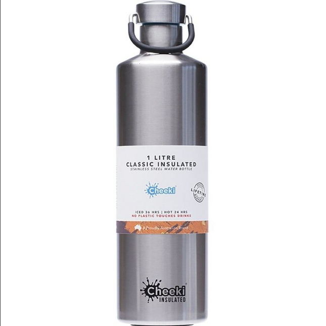 Cheeki Insulated Classic Stainless Steel Bottle Silver 1 Litre