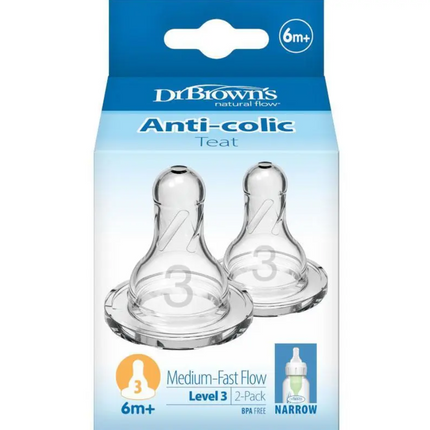 Dr Browns Options Plus Narrow Neck Teats Level 3 2 Pack