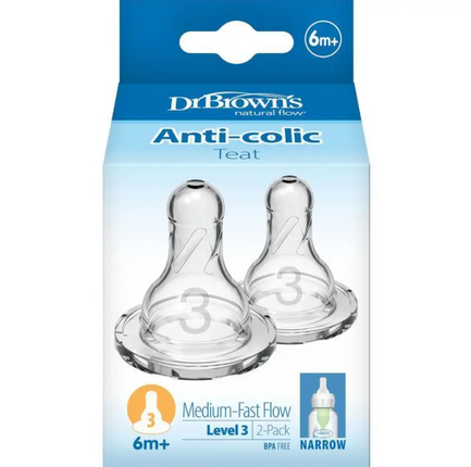 Dr Browns Options Plus Narrow Neck Teats Level 3 2 Pack