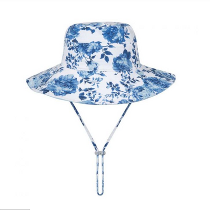 Millymook Girls Wide Brim Pearl Sun Hat Blue Small