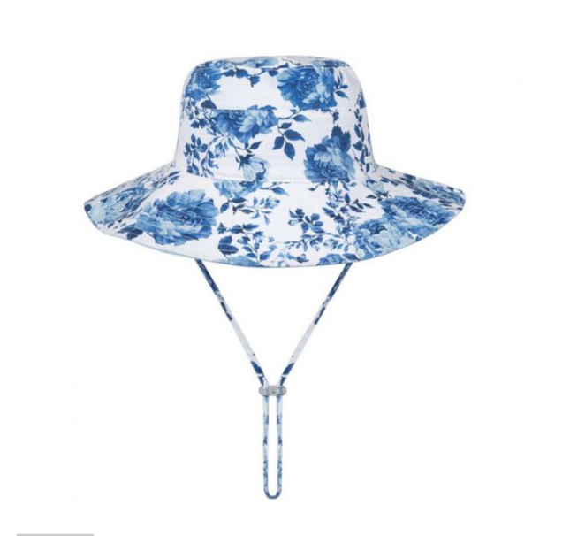 Millymook Girls Wide Brim Pearl Sun Hat Blue Small