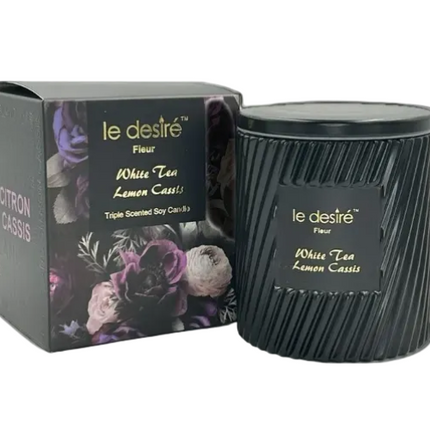 Le Desire Fleur White Tea Lemon and Cassis Wood Wick Candle 270G