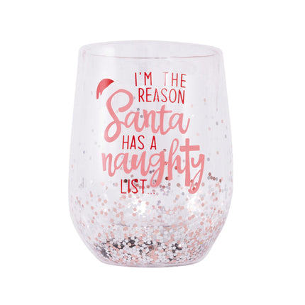 Annabel Trends Christmas Naughty Stemless Wine Glass 475ML