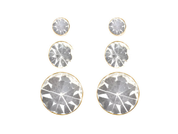 Studex Sensation Crystal Earrings Gold Plated 3Pack