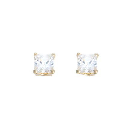 Studex Sensation Nickel-Free Large Square Cubic Zirconia Earrings Gold Plated