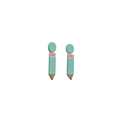 Mint Teacher Pencil Earrings Mint Green Acrylic Dangle Jewellery