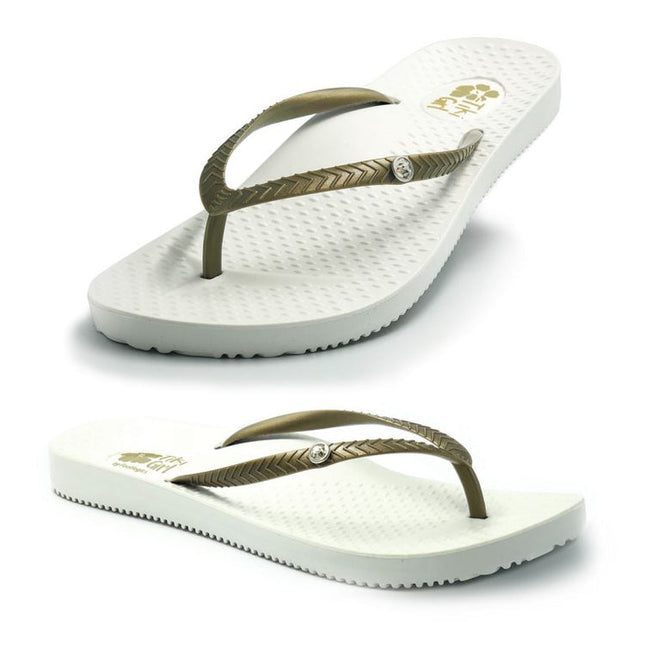 Footlogics Tiki Girl Thong White Size 10-10.5