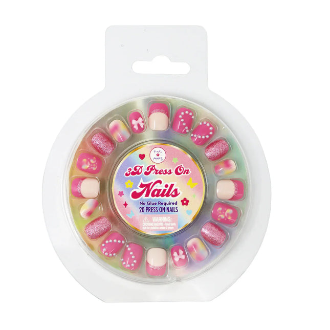 Pink Poppy 3d Love Heart Press On Nails