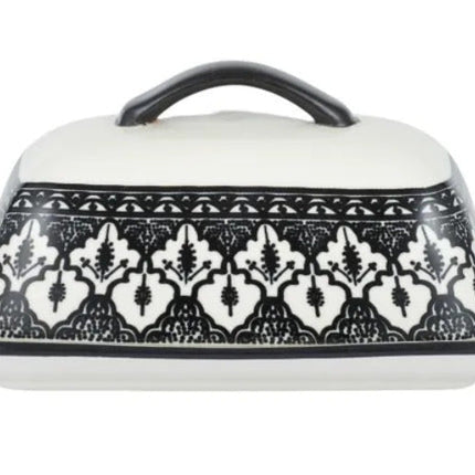 Aleah Ceramic Butter Dish Black and White 18 x 12.5 x 9 cm