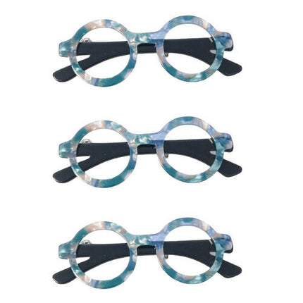 Urban Iris Glasses Brooch in Blue 45MM 3pcs