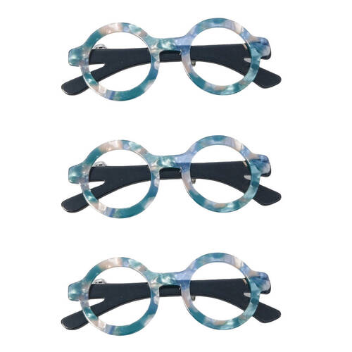 Urban Iris Glasses Brooch in Blue 45MM 3pcs