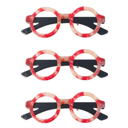 Urban Iris Glasses Brooch Red Collectible Resin Pin 65MM 3pcs