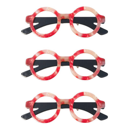 Urban Iris Glasses Brooch Red Collectible Resin Pin 65MM 3pcs