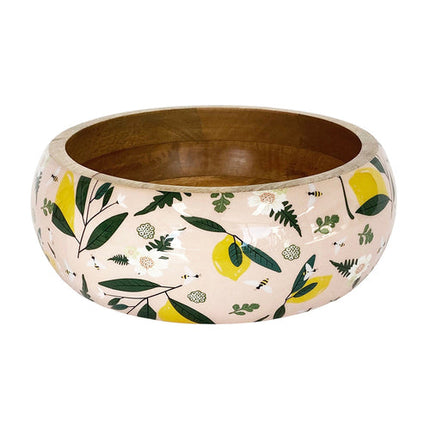 Urban Evergreen Mango Wood Bowl in Pink and Natural