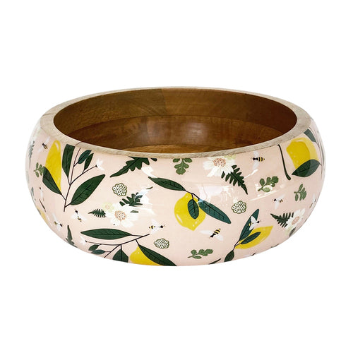 Urban Evergreen Mango Wood Bowl in Pink and Natural