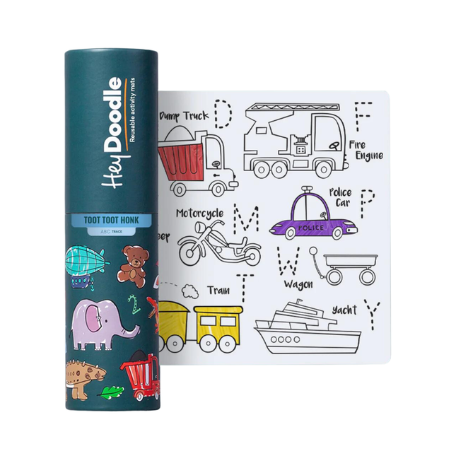 Heydoodle Abc Toot Toot Honk Minimat Reusable Silicone Colouring Mat 30CM x 20CM