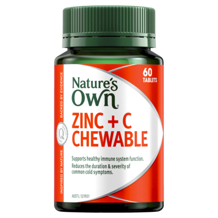Nature's Own Zinc + Vitaminamin C Chew Tabs 60 - OhYouLuckyDuck.com.au