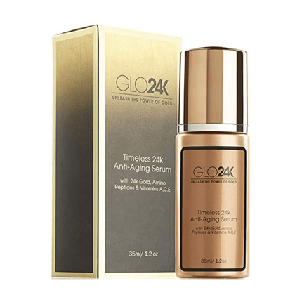 GLO24K Timeless 24k Anti-Aging Serum with 24k Gold Amino Peptides & Vitamins A C E 35ml - OhYouLuckyDuck.com.au
