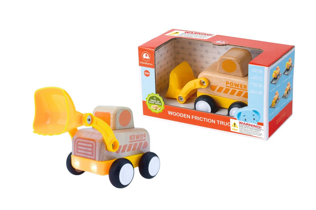 Wanborns Wooden Friction Truck Bulldozer with Sound and Light