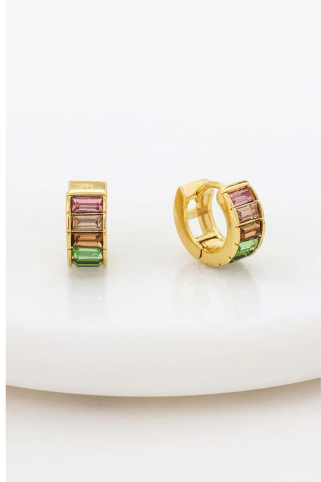 Zafino Kira Huggie Earrings Multi Colour
