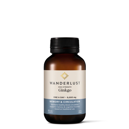 Wanderlust High Strength Ginkgo for Cognitive Function and Memory 90 Capsules