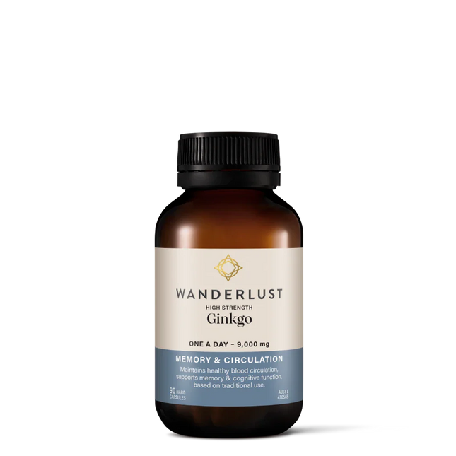 Wanderlust High Strength Ginkgo for Cognitive Function and Memory 90 Capsules