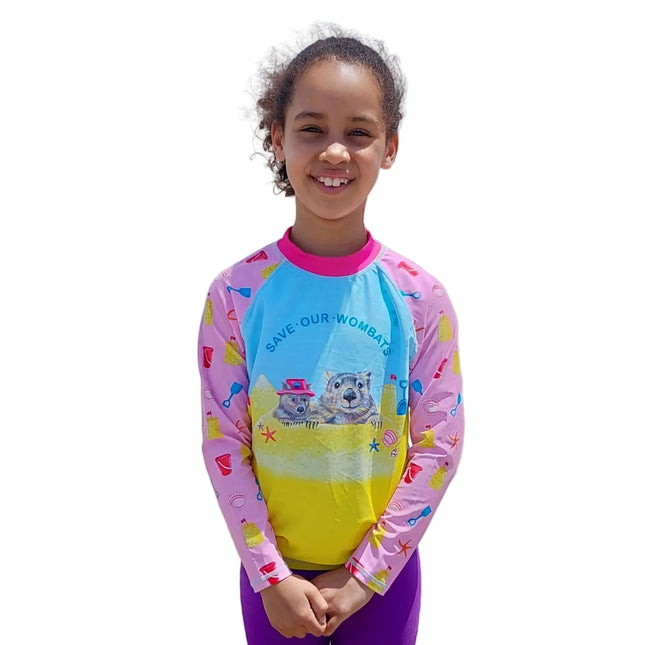 Radicool Kids Rashie Save Our Wombats in Pink Size 4