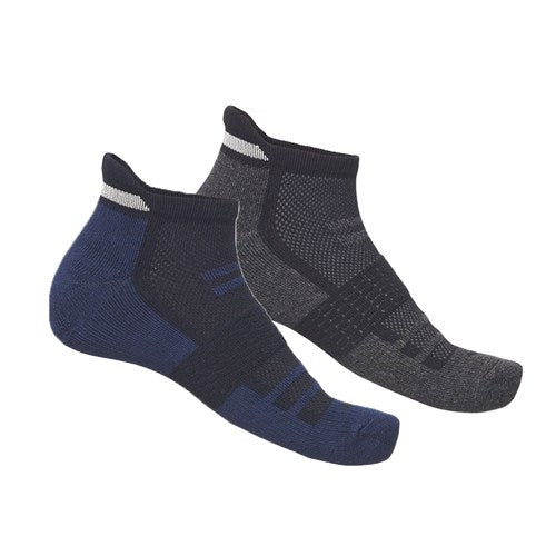 WickTX Moisture Wicking Ankle Black Navy Crew Socks 2PK