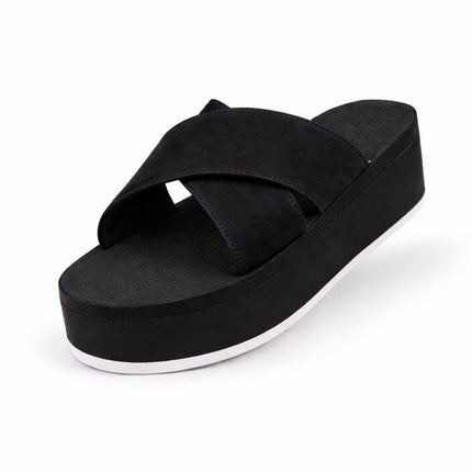 Indosole Women Platform Cross Sneaker Sole Black Sea Salt Sole Size 6 to 7