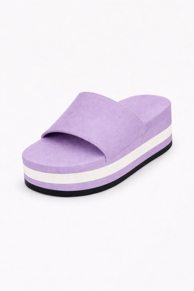 Indosole Women Platform Slide Lilac Sea Salt Stripe Size 8 to 9