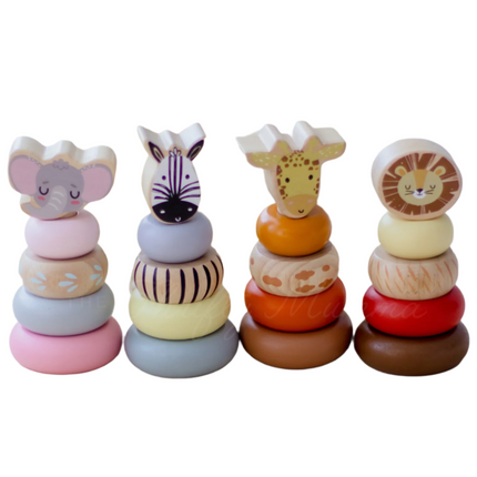 Wooden Safari Animal Stacking Toy